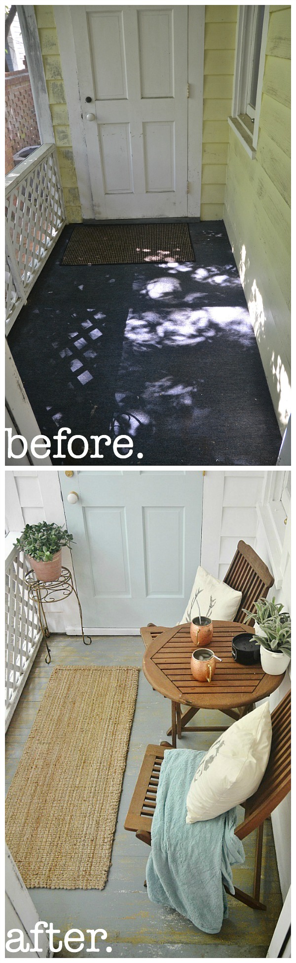 sunroom makeover - painted floors