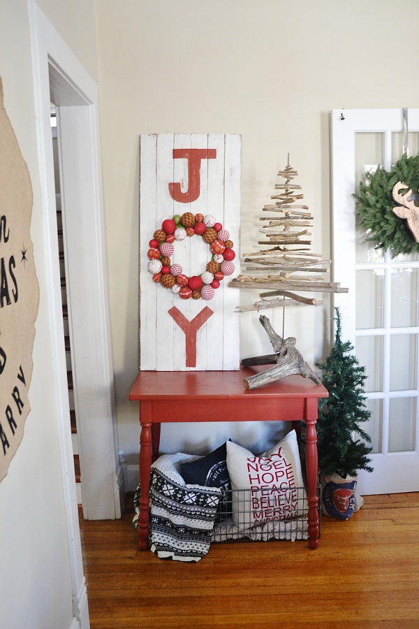 Red christmas table - Bring in pops of red to your home for the Holidays by painting a piece of furniture. Antique red by Behr- the perfect rustic red.