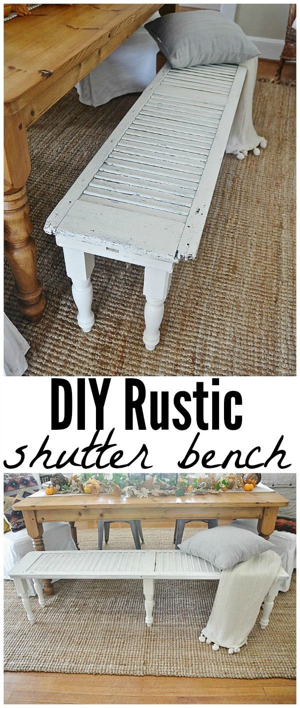 DIY rustic shutter bench - Super easy to make!