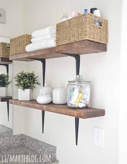 DIY rustic wood & metal shelves - so simple to make! 