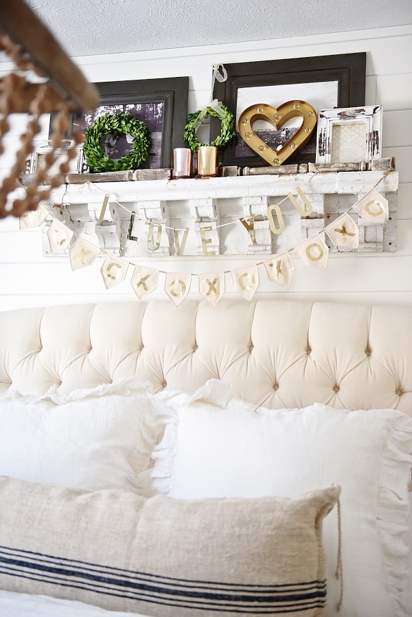 Cozy neutral cottage - valentines day bedroom decor- great neutral valentines day decor