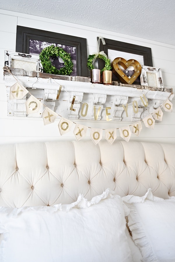 Cozy neutral cottage - valentines day bedroom decor- great neutral valentines day decor