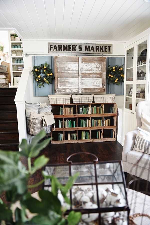 Cozy Neutral Farmhouse Style Living Room - With Ikea Ektorp Sectional. Cozy cottage style vibe makeover progress with source list of everything in the room - Great pin for neutral cozy home decor! 
