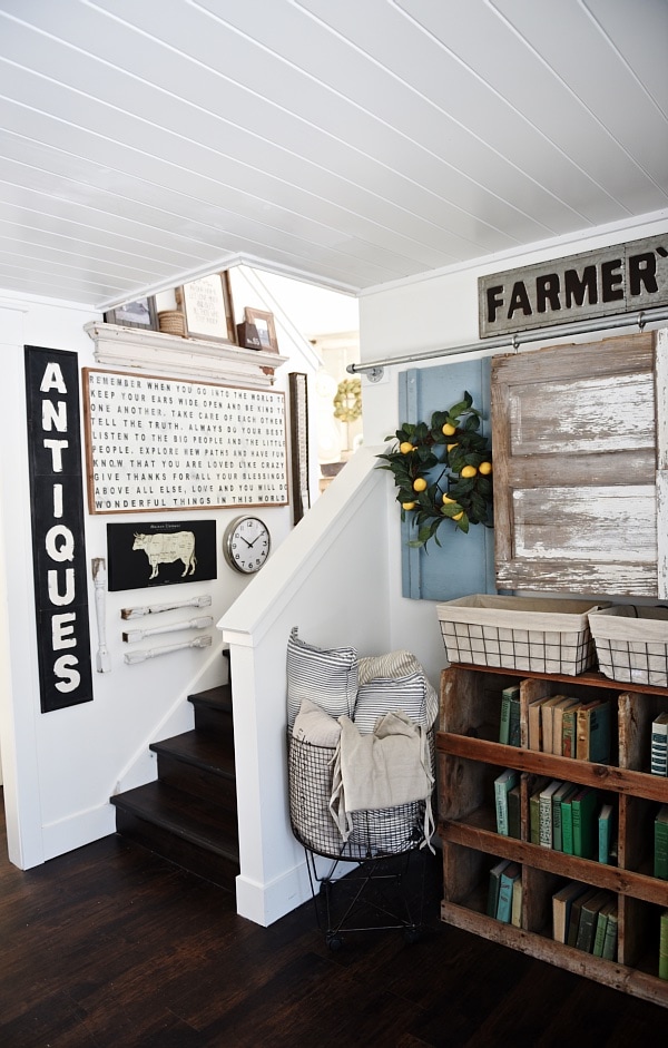 Cozy Neutral Farmhouse Style Living Room - With Ikea Ektorp Sectional. Cozy cottage style vibe makeover progress with source list of everything in the room - Great pin for neutral cozy home decor! 