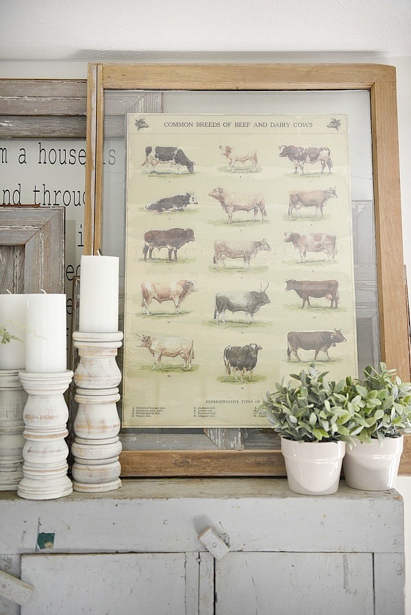 DIY antique window art - A quick & easy diy art idea. A must pin for super affordable diy art!! A great blog for farmhouse style and cottage style home decor ideas.