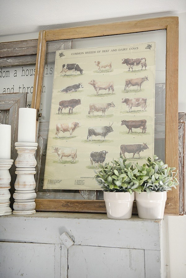 DIY antique window art - A quick & easy diy art idea. A must pin for super affordable diy art!! A great blog for farmhouse style and cottage style home decor ideas.