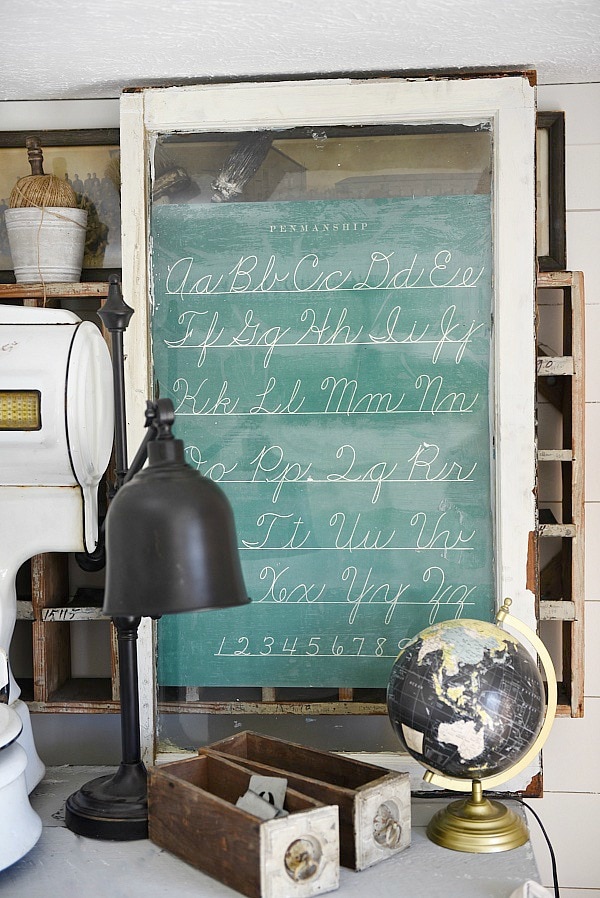 DIY antique window art - A quick & easy diy art idea. A must pin for super affordable diy art!! A great blog for farmhouse style and cottage style home decor ideas.