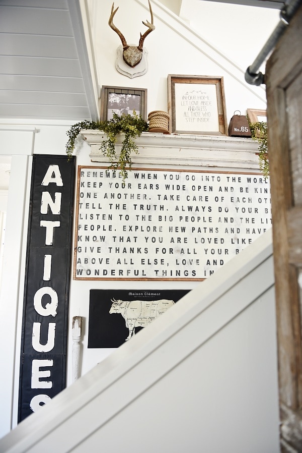 DIY stairway gallery wall - A great blog for DIY farmhouse decor & inspiration for a farmhouse style staircase gallery wall. A must pin for future gallery walls for any room of your home! 