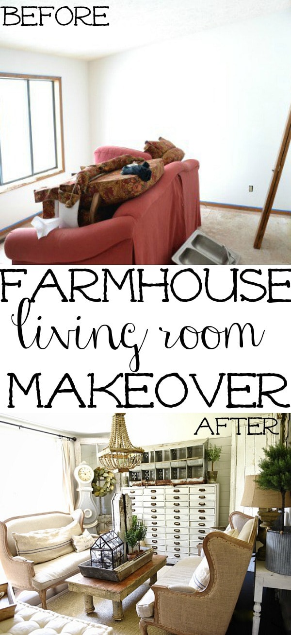 Rustic farmhouse living room - see how to create this cozy living room with a mix of old & new items. A must pin for farmhouse decor! 