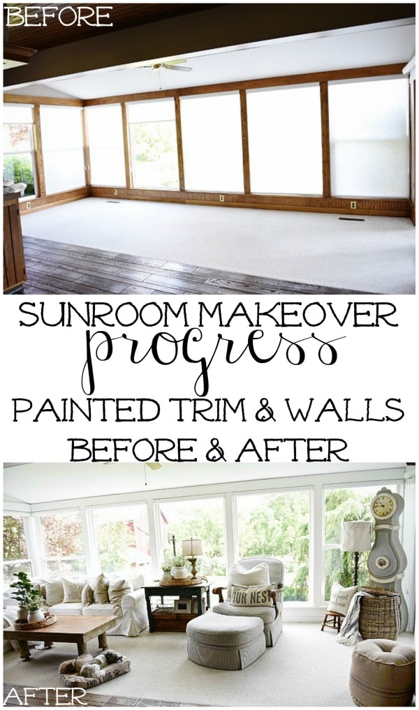 Farmhouse sunroom makeover - Using magnolia home paint. A must see for farmhouse makeover inspiration! 