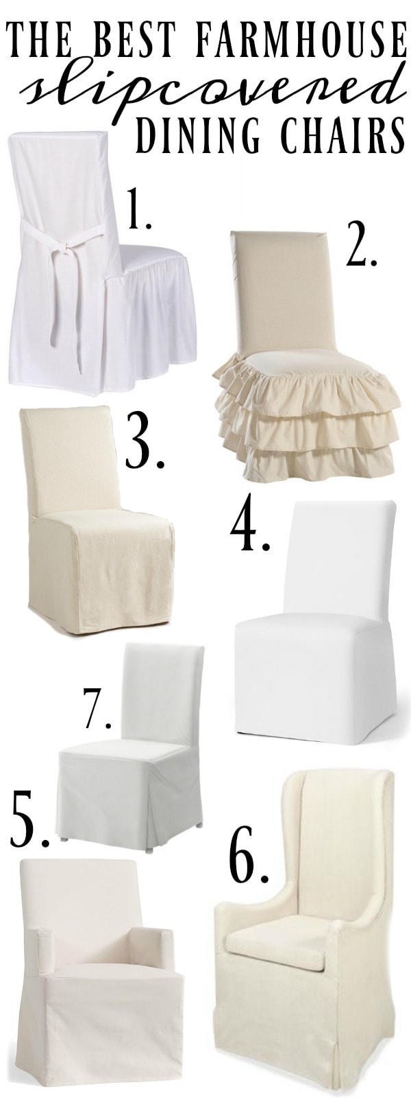 Farmhouse style slipcovered dining chairs