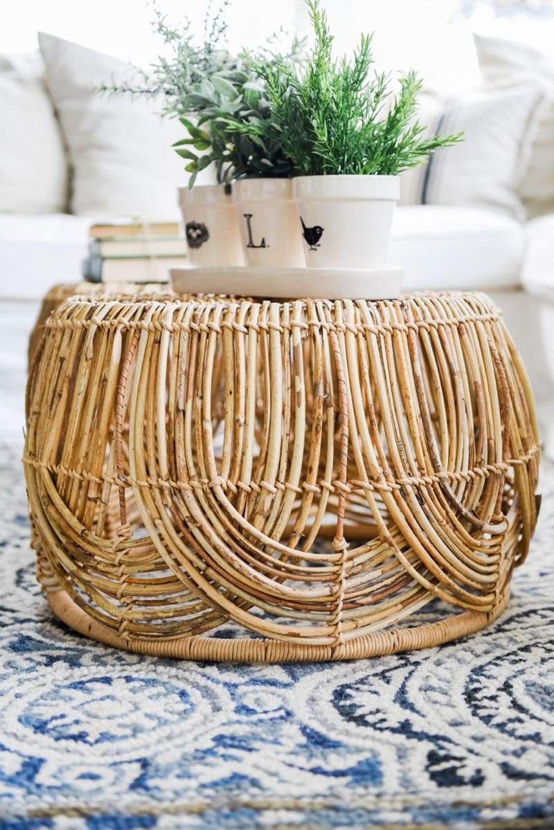 Wicker Coffee Table Sunroom Living Room Design by Liz Marie Blog_0011