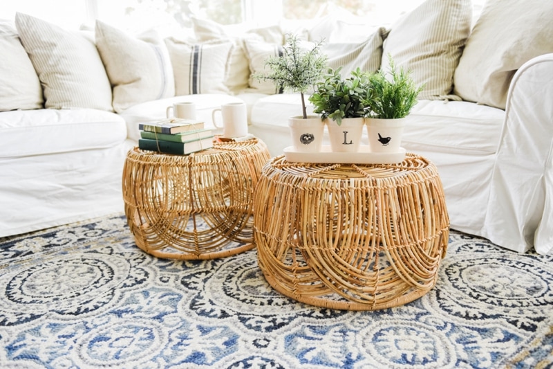 Wicker Coffee Table Sunroom Living Room Design by Liz Marie Blog_0015
