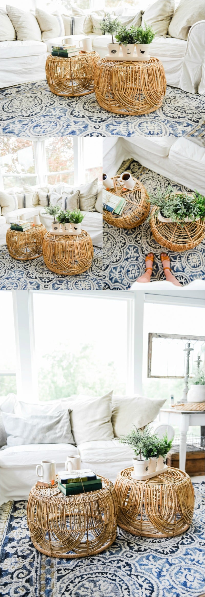 Wicker Coffee Table Sunroom Living Room Design by Liz Marie Blog_0018