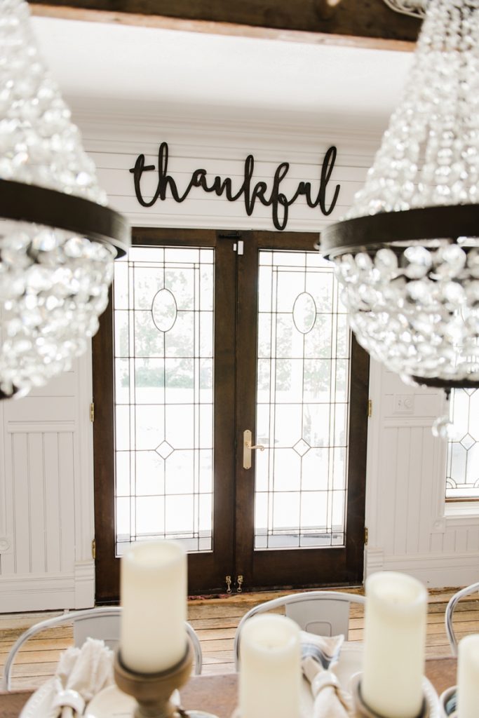 Neutral rustic fall decor - Wood cursive word art. Wooden thankful sign.