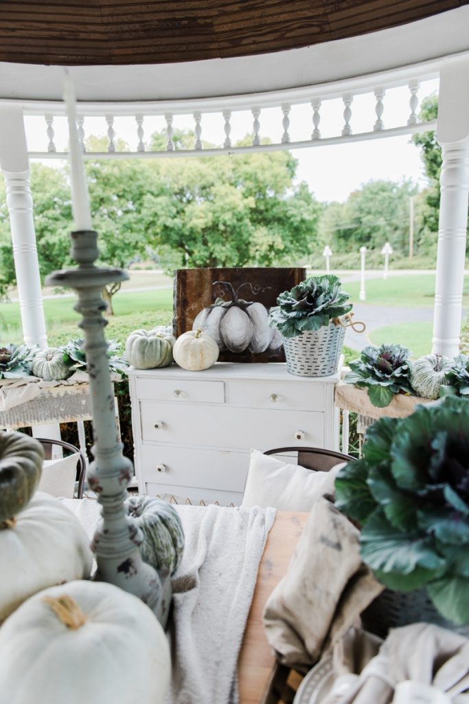Neutral rustic farmhouse fall porch - fall in the gazebo