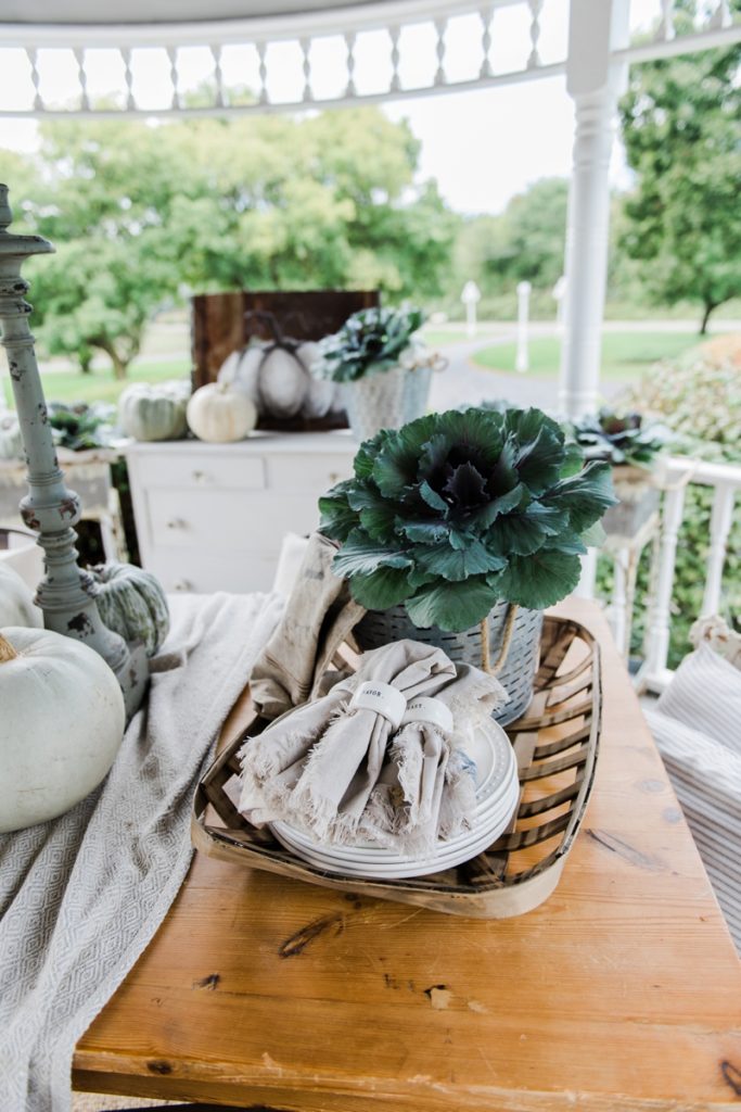 Neutral rustic farmhouse fall porch - fall in the gazebo