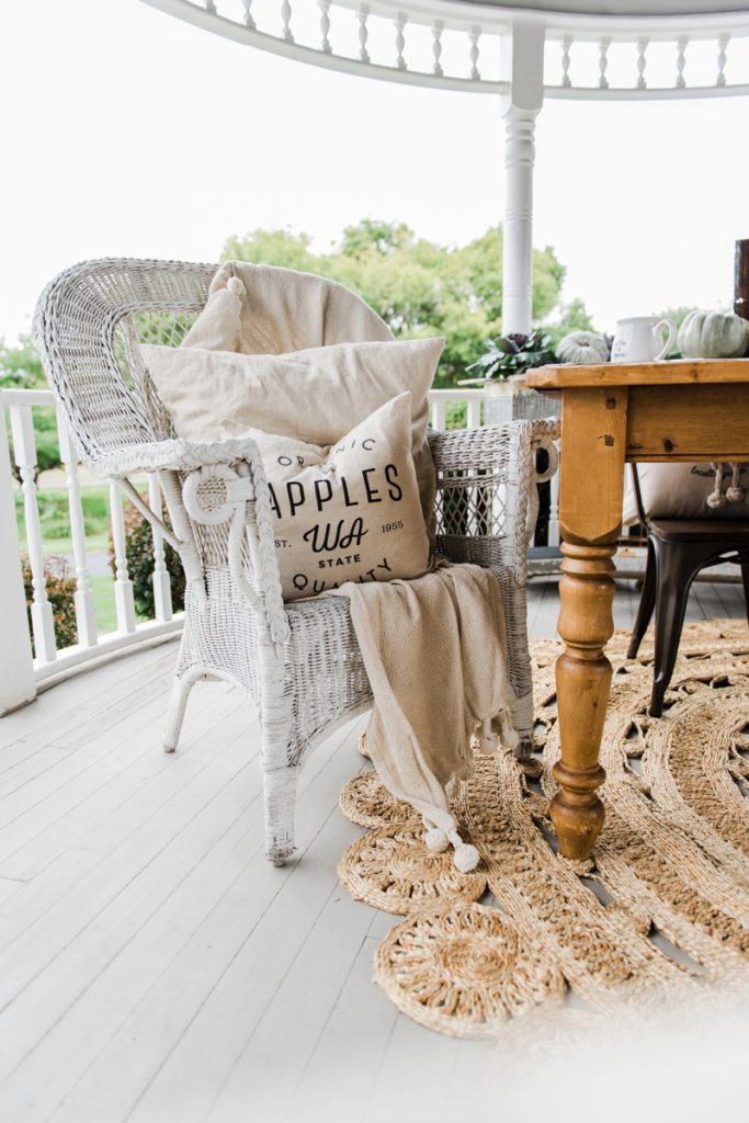 Neutral rustic farmhouse fall porch - fall in the gazebo