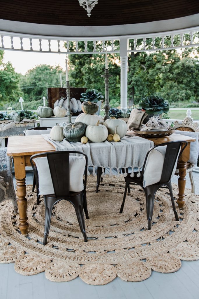 Neutral rustic farmhouse fall porch - fall in the gazebo