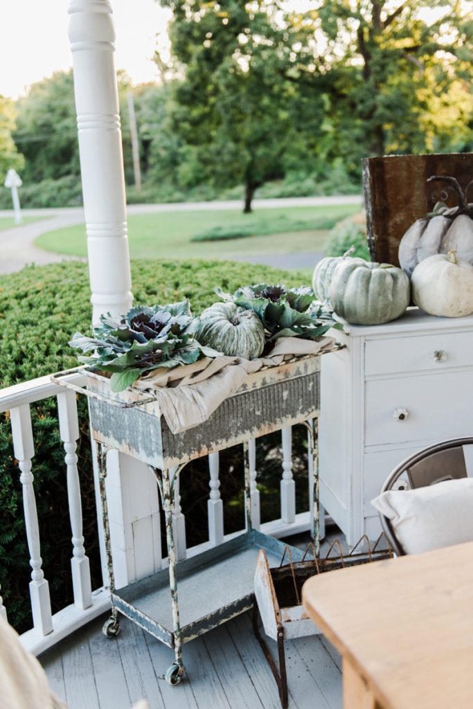 Neutral rustic farmhouse fall porch - fall in the gazebo