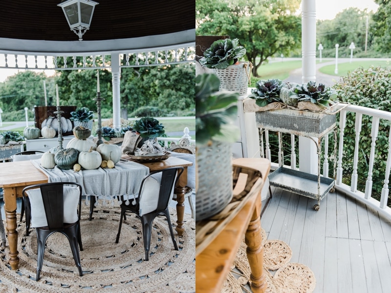 Neutral rustic farmhouse fall porch - fall in the gazebo