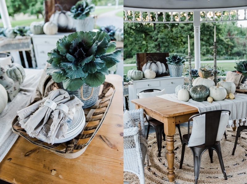 Neutral rustic farmhouse fall porch - fall in the gazebo