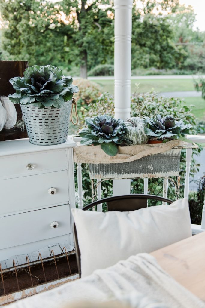Neutral rustic farmhouse fall porch - fall in the gazebo