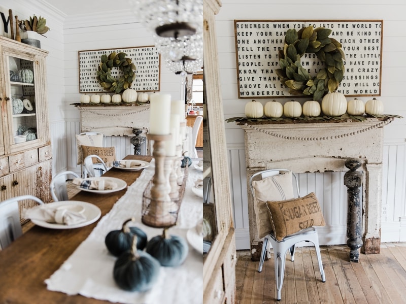 Simple rustic fall farmhouse mantel - Farmhouse fall decor 