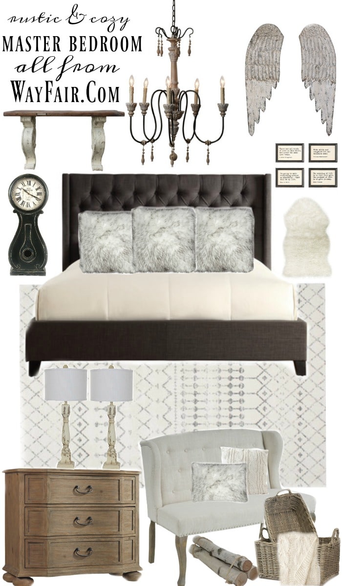Lovely rustic & cozy master bedroom design - A great farmhouse style cozy master bedroom with all links to every item. A great blog for farmhouse & cottage style inspiration!
