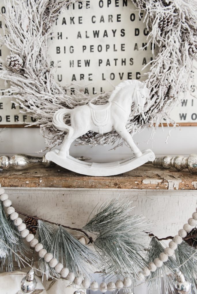 Christmas Rocking Horse Makeover - How to get this look - Great Neutral farmhouse christmas decor inspiration