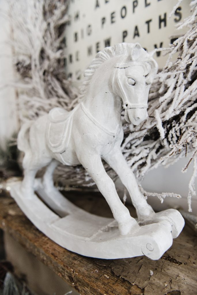 Christmas Rocking Horse Makeover - How to get this look - Great Neutral farmhouse christmas decor inspiration