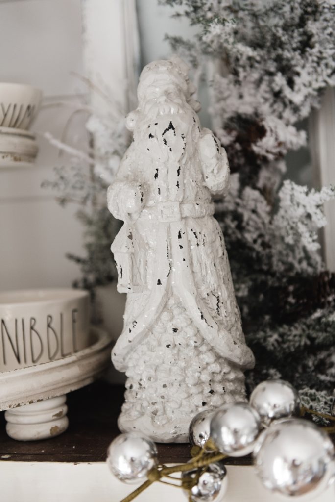 Farmhouse Christmas Cabinet & Rustic Santa - A must pin for rustic farmhouse Christmas decor!