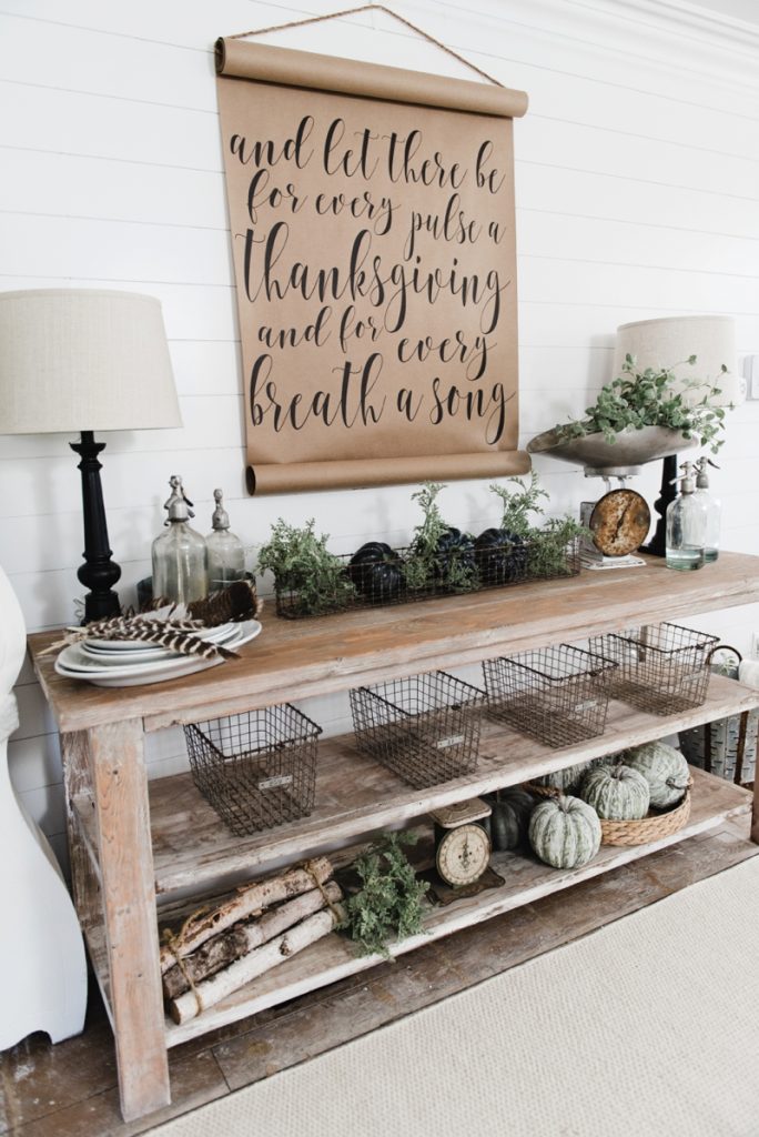 DIY Farmhouse Dining Room buffet - Could be a great TV console, sofa table, entryway table, kitchen island, & so much more! Great tutorial and farmhouse style decor inspiration! 
