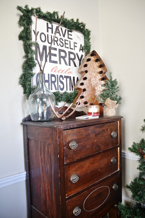Wood Stained Dresser before it was brought to life with black chalk paint
