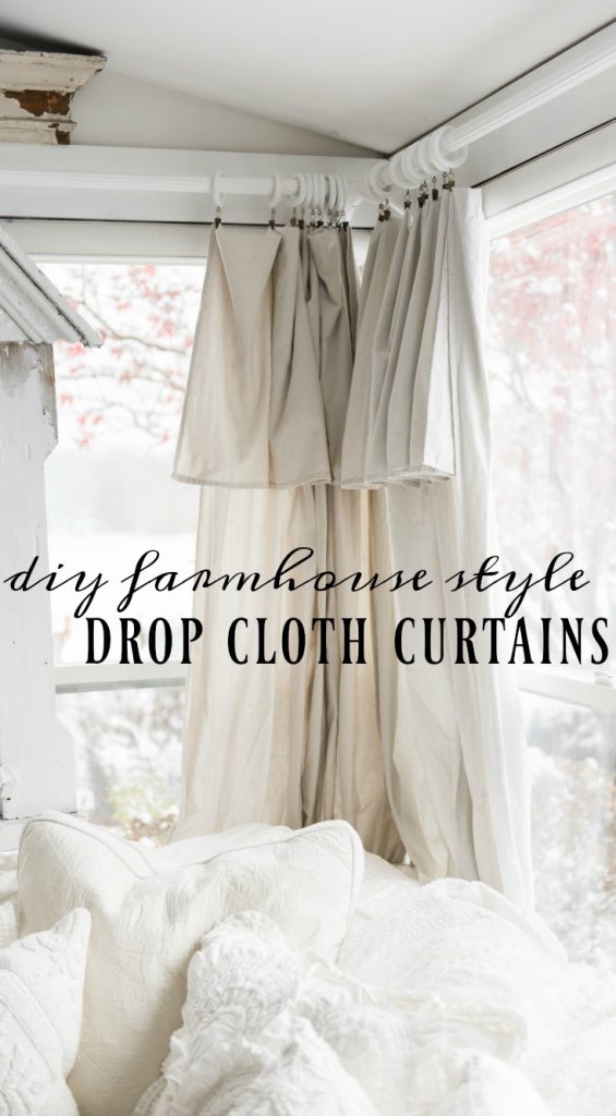 DIY drop cloth curtains - A simple & easy way to add farmhouse and cottage style curtains to any room on a budget! A great pin for farmhouse and cottage style decor inspiration! 