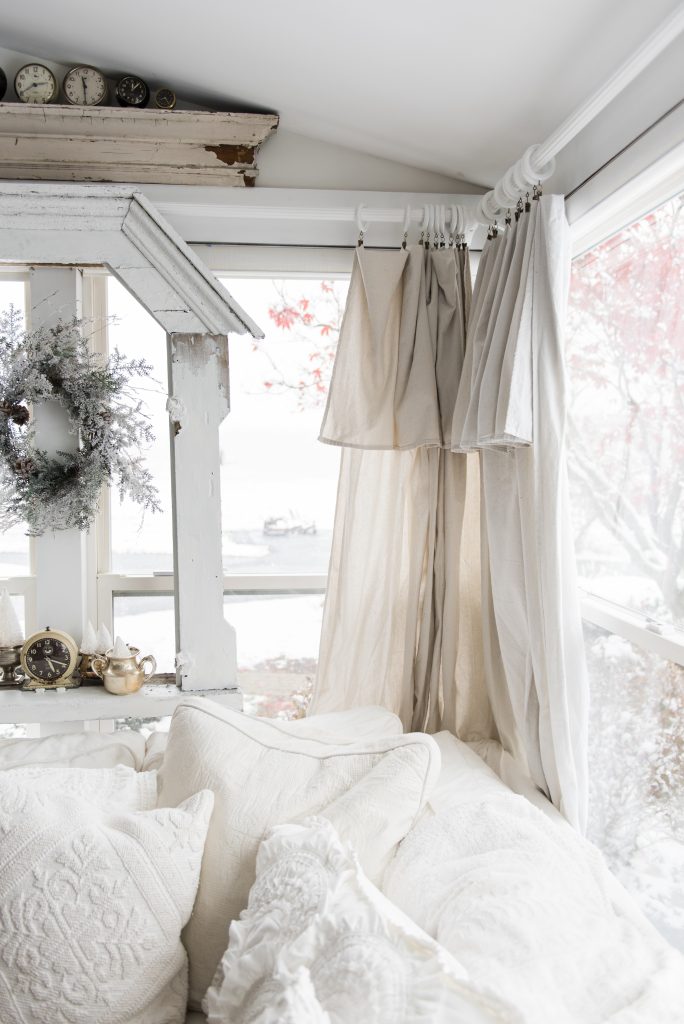 DIY drop cloth curtains - A simple & easy way to add farmhouse and cottage style curtains to any room on a budget! A great pin for farmhouse and cottage style decor inspiration! 