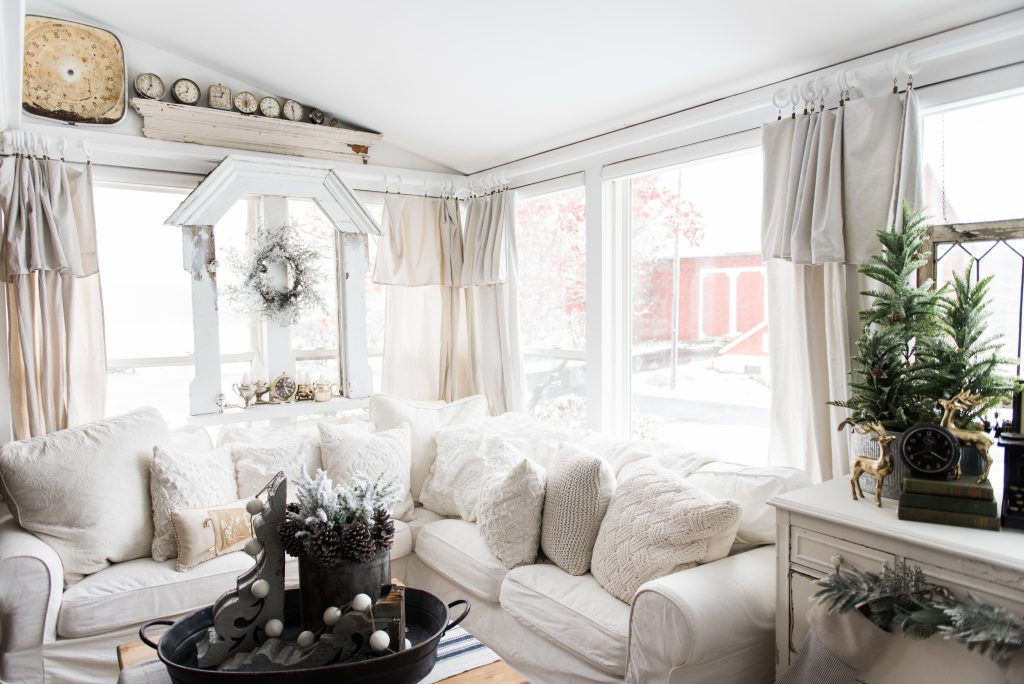 DIY drop cloth curtains - A simple & easy way to add farmhouse and cottage style curtains to any room on a budget! A great pin for farmhouse and cottage style decor inspiration! 