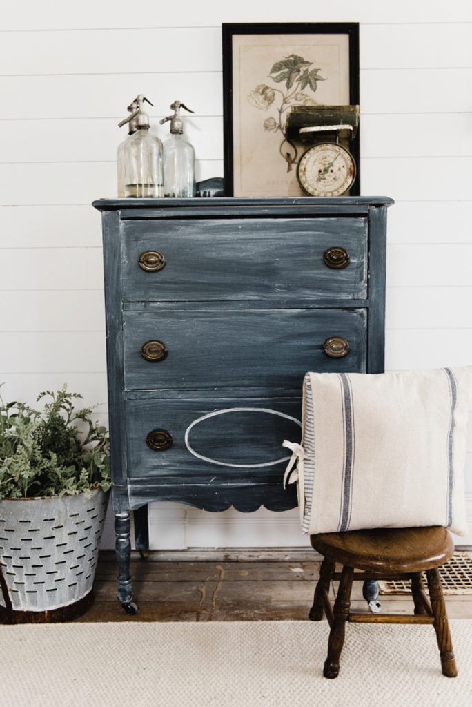 Black Painted Dresser in a Cottage Style Entryway
