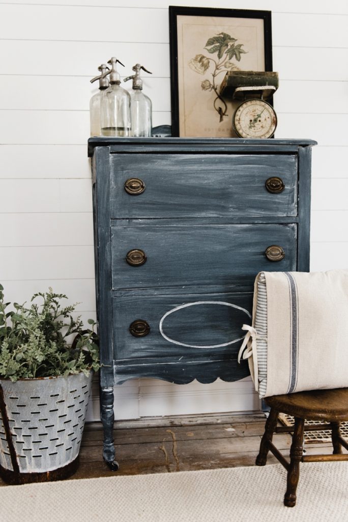 Example of a plain wood stained dresser painted with Chalk Paint
