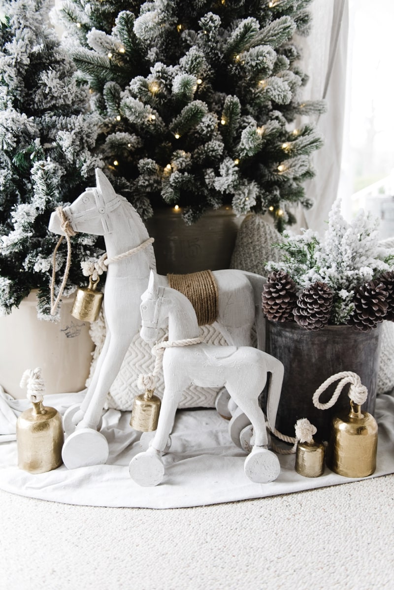 Cottage style vintage inspired Christmas rocking horses - Great farmhouse style & cottage style Christmas decor