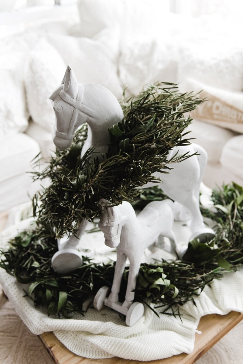 Cottage style vintage inspired Christmas rocking horses - Great farmhouse style & cottage style Christmas decor