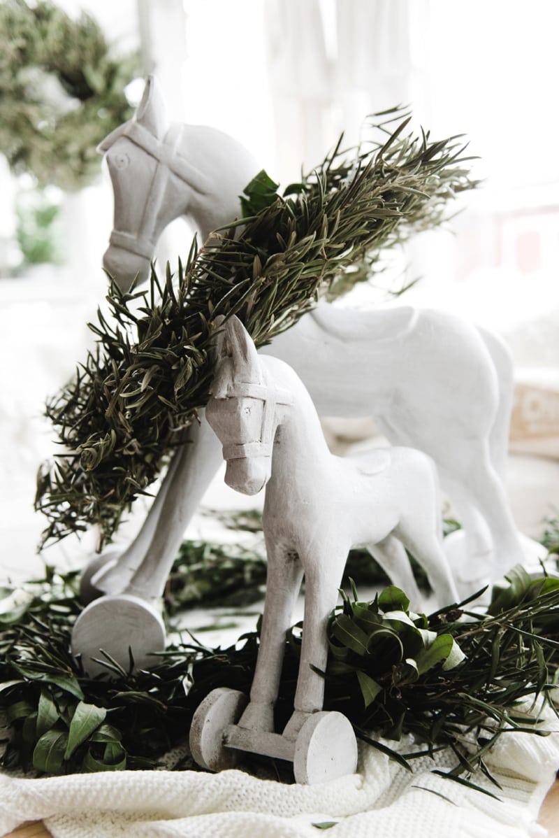 Cottage style vintage inspired Christmas rocking horses - Great farmhouse style & cottage style Christmas decor