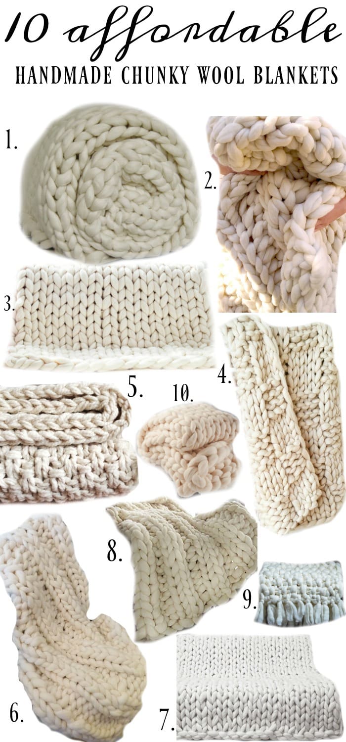 10 of the best affordable handmade chunky wool blankets - A must pin for farmhouse and cottage decor!