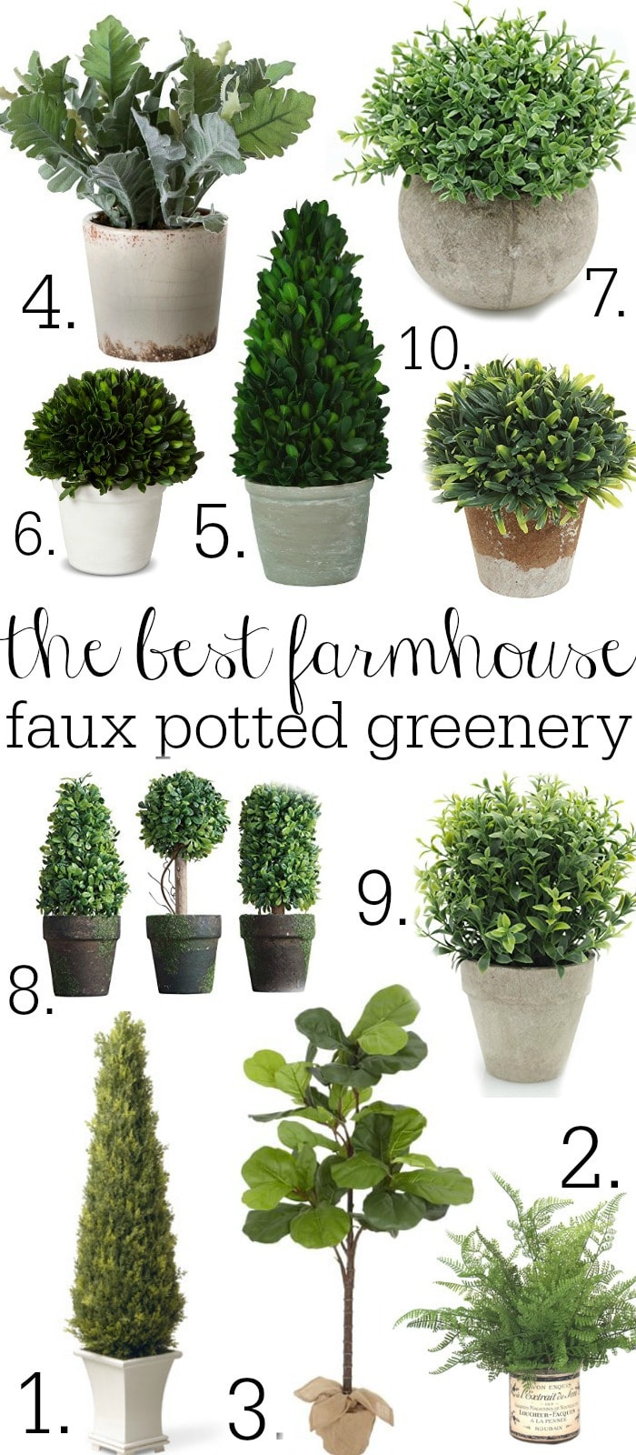 The Best farmhouse faux potted greenery - A great source for faux potted plants! A must pin! 