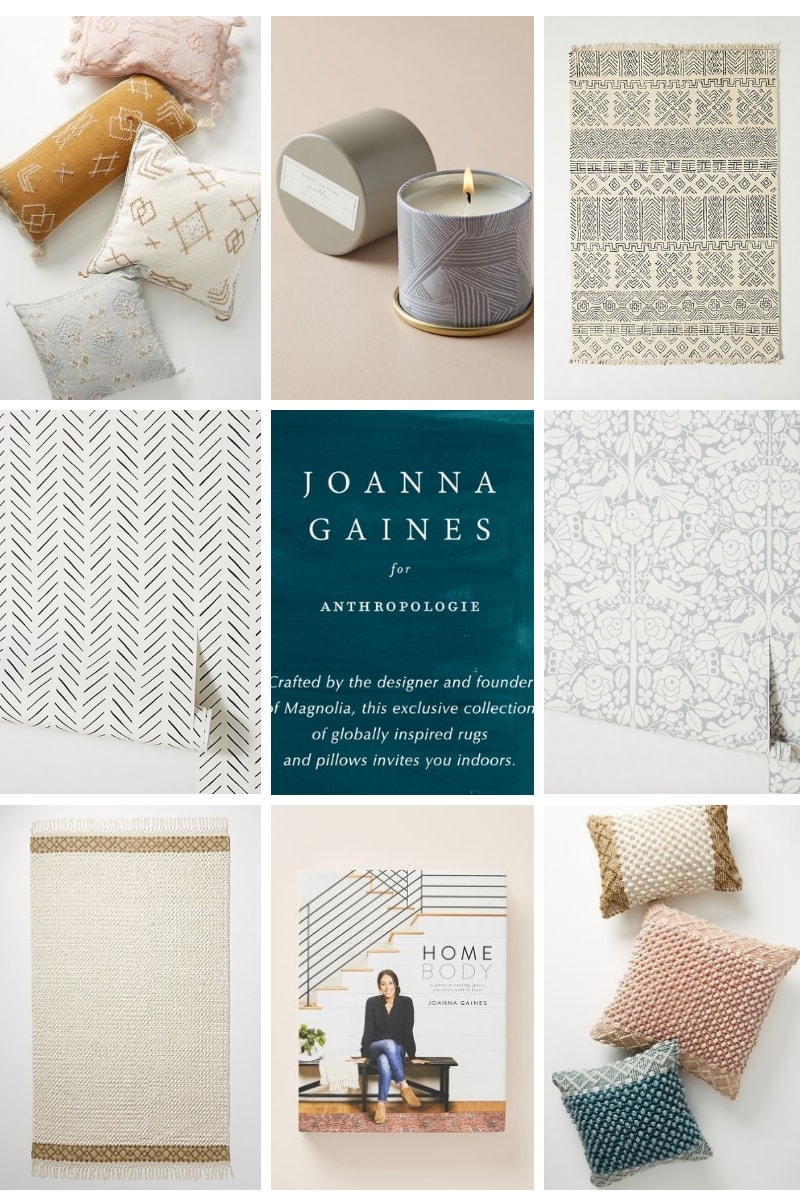 eight examples of Joanna Gaines Anthropologie collection