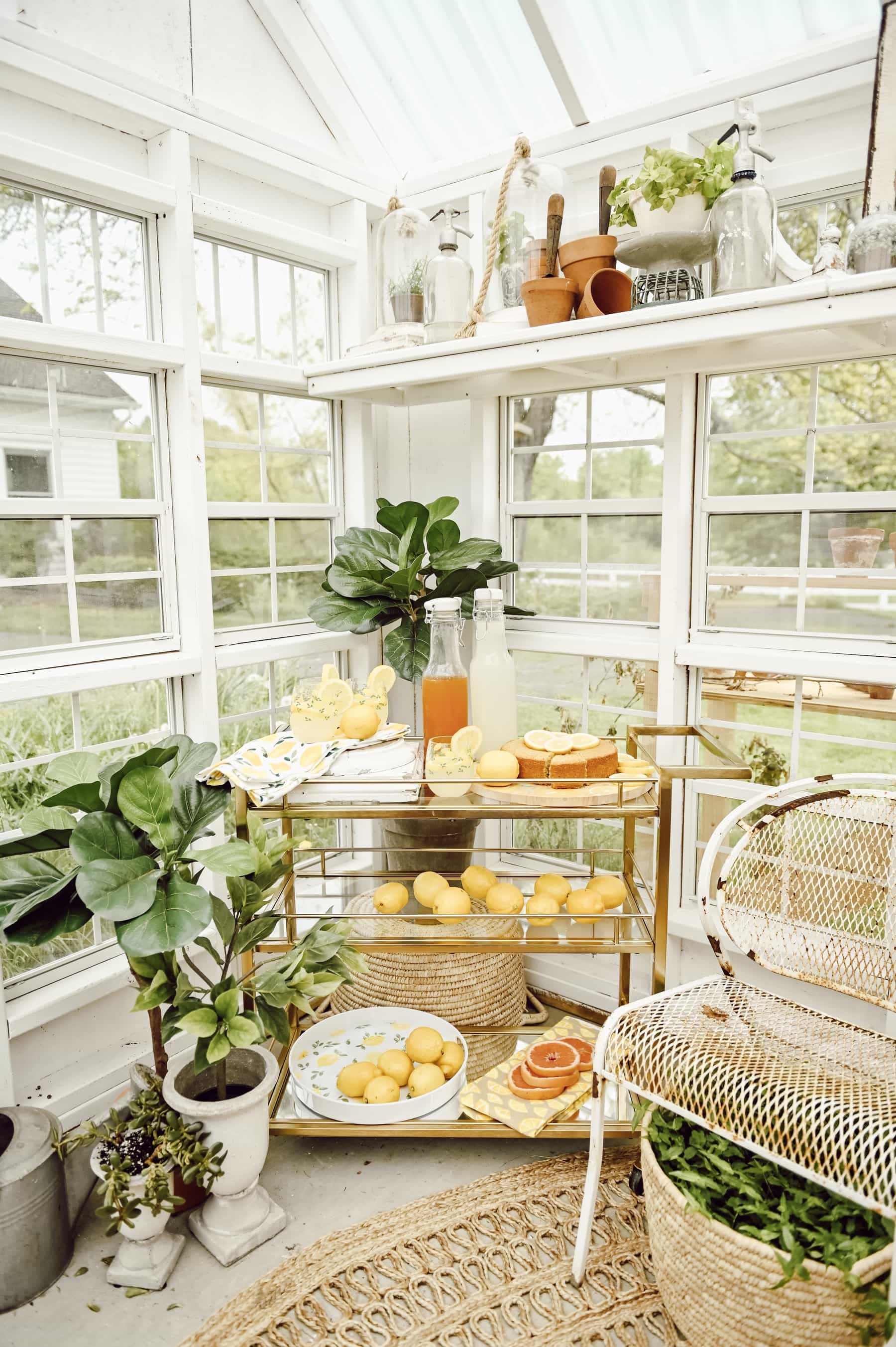 Greenhouse with a drink station cart