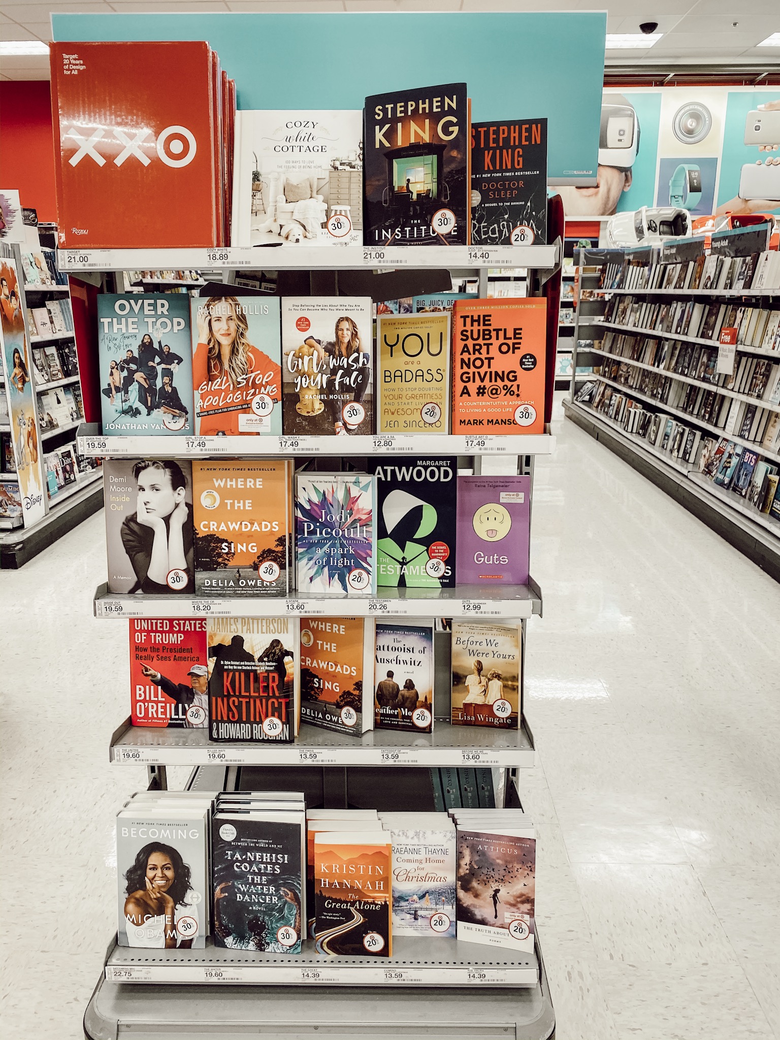 New Releases end cap at Target with Liz Marie Galvan Cozy White Cottage a interior and home decor design book. 