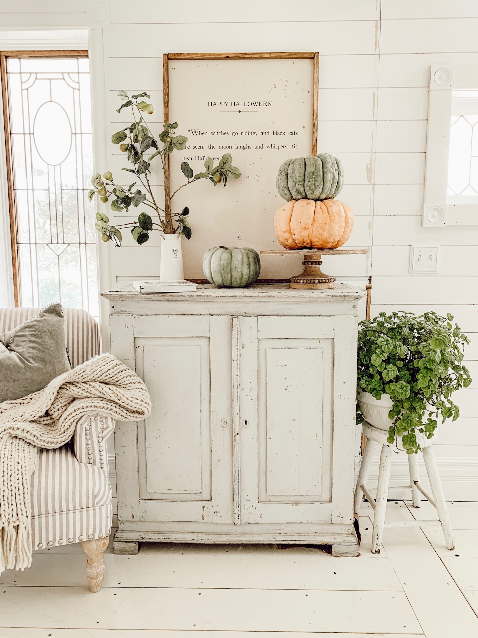 fall art in reading nook