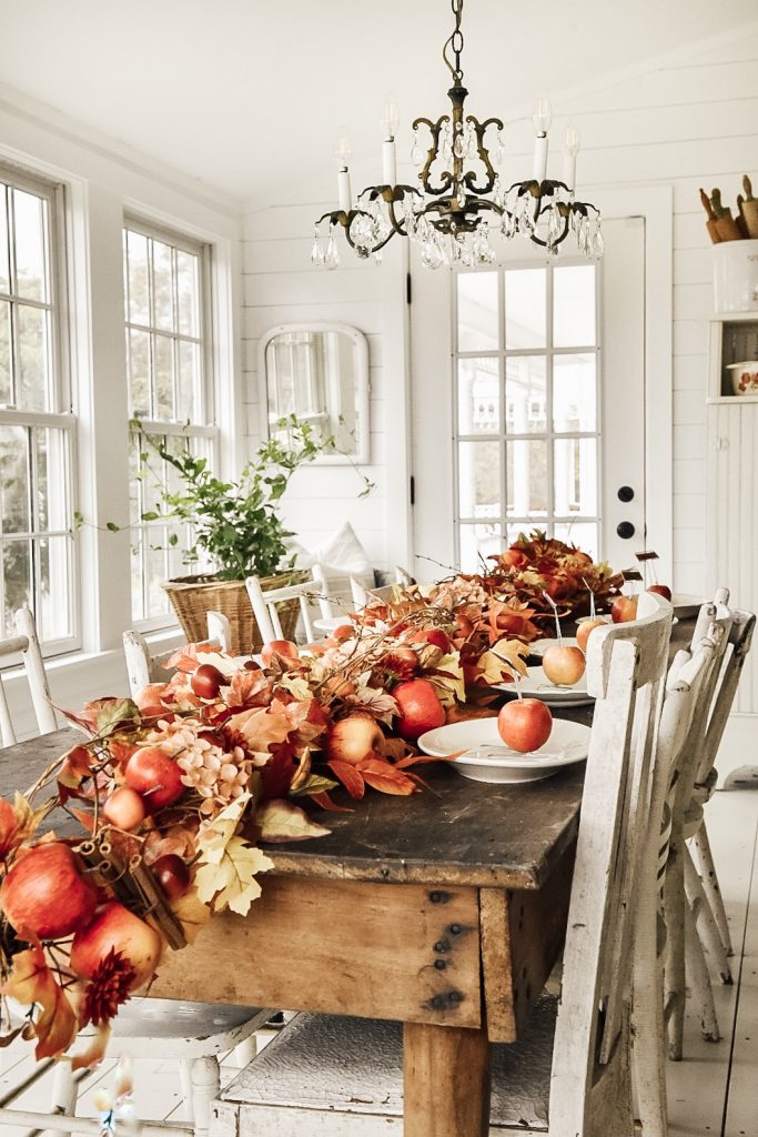 fall sunroom tablescape