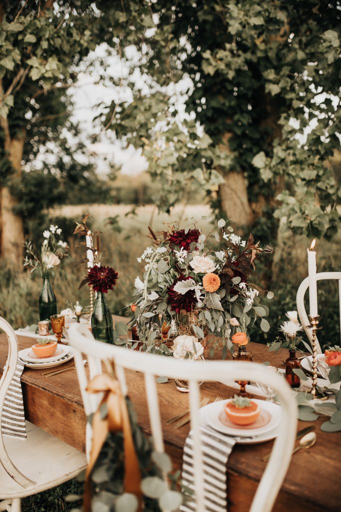 fall tablescape in the field